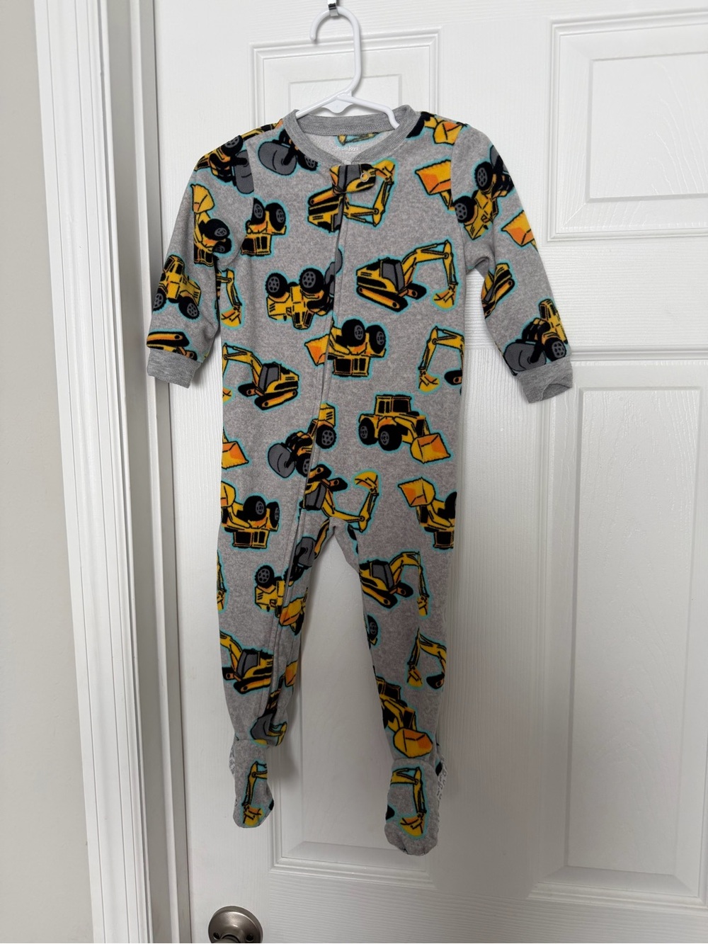 Carter's Grey Footed One-Piece with Yellow Construction Trucks